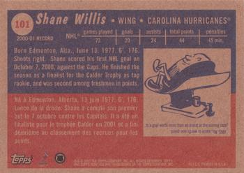 2001-02 Topps Heritage #101 Shane Willis Back