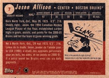 2001-02 Topps Heritage #7 Jason Allison Back