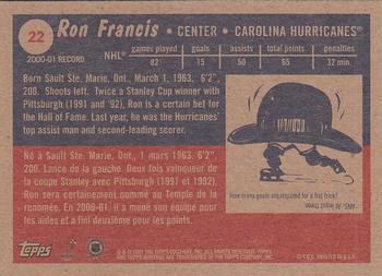 2001-02 Topps Heritage #22 Ron Francis Back