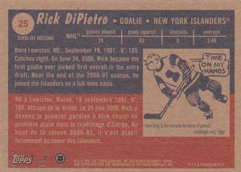 2001-02 Topps Heritage #25 Rick DiPietro Back