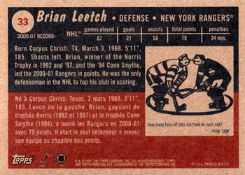 2001-02 Topps Heritage #33 Brian Leetch Back