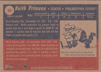 2001-02 Topps Heritage #36 Keith Primeau Back