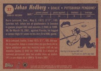 2001-02 Topps Heritage #37 Johan Hedberg Back