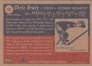 2001-02 Topps Heritage #66 Chris Drury Back