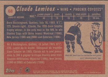 2001-02 Topps Heritage #68 Claude Lemieux Back
