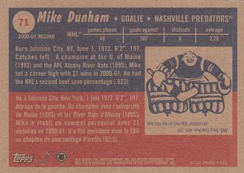 2001-02 Topps Heritage #71 Mike Dunham Back