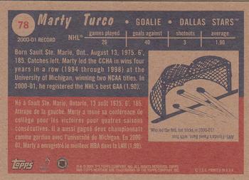 2001-02 Topps Heritage #78 Marty Turco Back