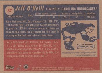 2001-02 Topps Heritage #87 Jeff O'Neill Back