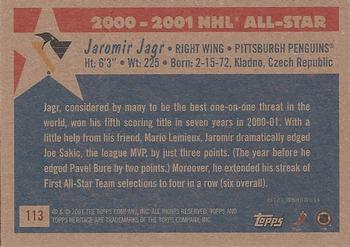 2001-02 Topps Heritage #113 Jaromir Jagr Back