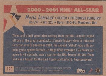 2001-02 Topps Heritage #120 Mario Lemieux Back