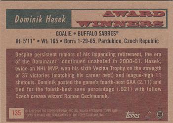 2001-02 Topps Heritage #135 Dominik Hasek Back