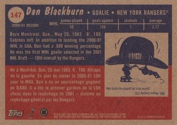 2001-02 Topps Heritage #147 Dan Blackburn Back