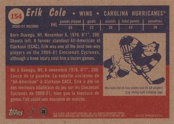 2001-02 Topps Heritage #154 Erik Cole Back