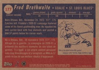 2001-02 Topps Heritage #177 Fred Brathwaite Back