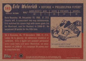 2001-02 Topps Heritage #181 Eric Weinrich Back