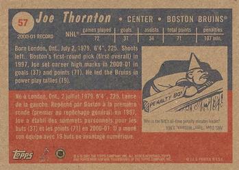 2001-02 Topps Heritage #57 Joe Thornton Back