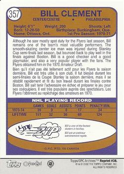 2001-02 Topps / O-Pee-Chee Archives #38 Bill Clement Back
