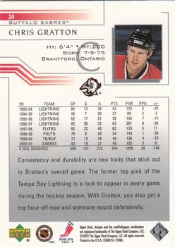 2001-02 Upper Deck #24 Chris Gratton Back