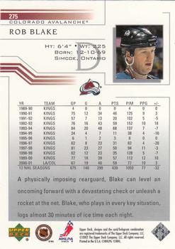 2001-02 Upper Deck #275 Rob Blake Back