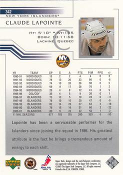 2001-02 Upper Deck #342 Claude Lapointe Back