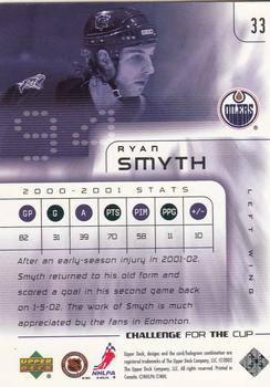 2001-02 Upper Deck Challenge for the Cup #33 Ryan Smyth Back