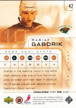 2001-02 Upper Deck Challenge for the Cup #42 Marian Gaborik Back