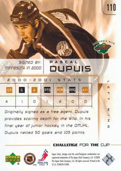 2001-02 Upper Deck Challenge for the Cup #110 Pascal Dupuis Back