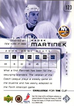 2001-02 Upper Deck Challenge for the Cup #123 Radek Martinek Back