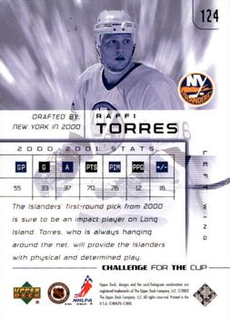 2001-02 Upper Deck Challenge for the Cup #124 Raffi Torres Back