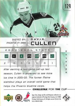 2001-02 Upper Deck Challenge for the Cup #129 David Cullen Back