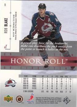 2001-02 Upper Deck Honor Roll #11 Rob Blake Back