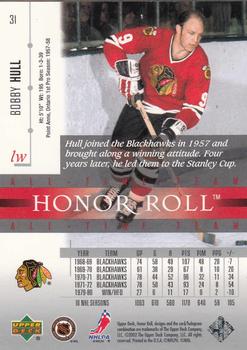 2001-02 Upper Deck Honor Roll #31 Bobby Hull Back