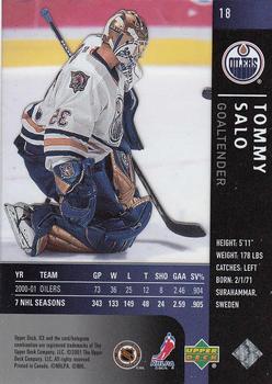 2001-02 Upper Deck Ice #18 Tommy Salo Back