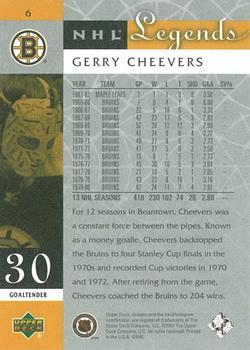 2001-02 Upper Deck Legends #6 Gerry Cheevers Back
