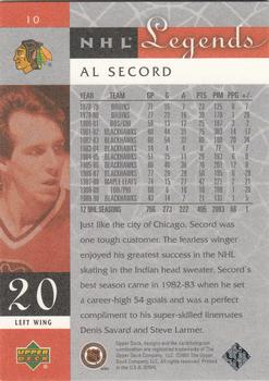 2001-02 Upper Deck Legends #10 Al Secord Back