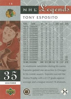 2001-02 Upper Deck Legends #14 Tony Esposito Back