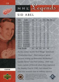 2001-02 Upper Deck Legends #18 Sid Abel Back