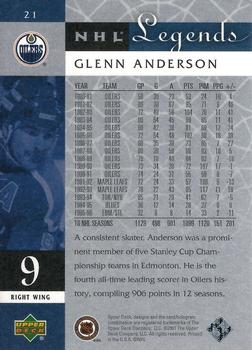 2001-02 Upper Deck Legends #21 Glenn Anderson Back