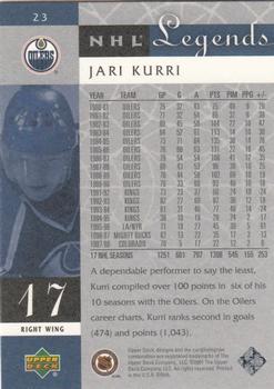 2001-02 Upper Deck Legends #23 Jari Kurri Back