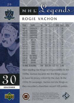 2001-02 Upper Deck Legends #29 Rogie Vachon Back