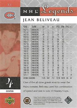 2001-02 Upper Deck Legends #31 Jean Beliveau Back