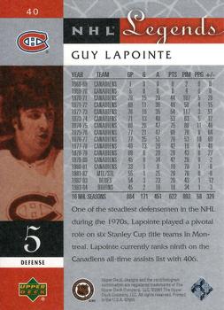 2001-02 Upper Deck Legends #40 Guy Lapointe Back