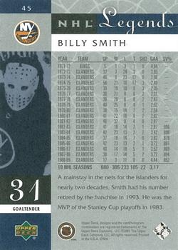 2001-02 Upper Deck Legends #45 Billy Smith Back
