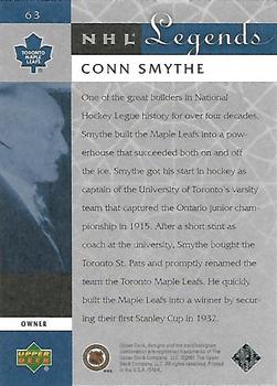 2001-02 Upper Deck Legends #63 Conn Smythe Back