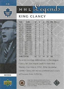 2001-02 Upper Deck Legends #64 King Clancy Back