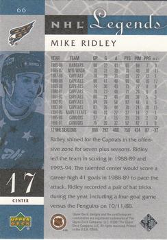 2001-02 Upper Deck Legends #66 Mike Ridley Back