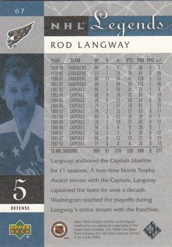 2001-02 Upper Deck Legends #67 Rod Langway Back