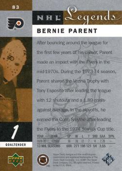 2001-02 Upper Deck Legends #83 Bernie Parent Back