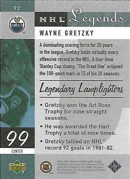 2001-02 Upper Deck Legends #92 Wayne Gretzky Back