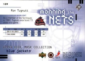 2001-02 Upper Deck Mask Collection #109 Ron Tugnutt Back
